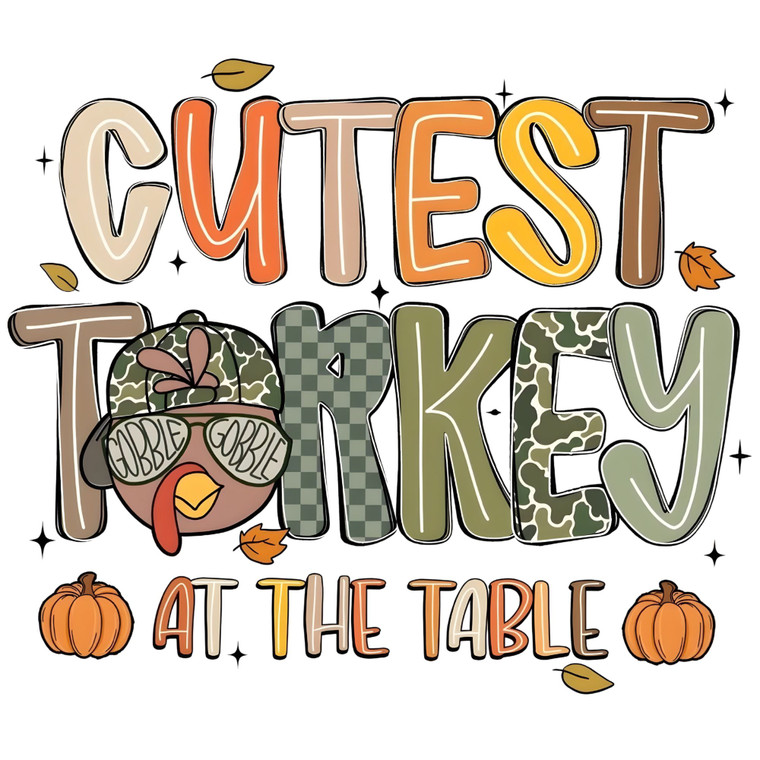 (2 Qty) Cutest Turkey At The Table DTF transfer