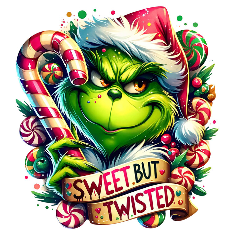 (2 Qty) Sweet But Twisted Grinch DTF transfer