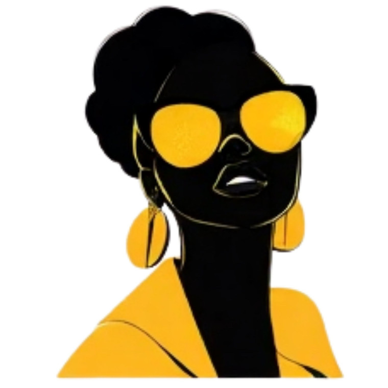 (2 Qty) Afro Yellow Glasses Beautiful Girl DTF transfer