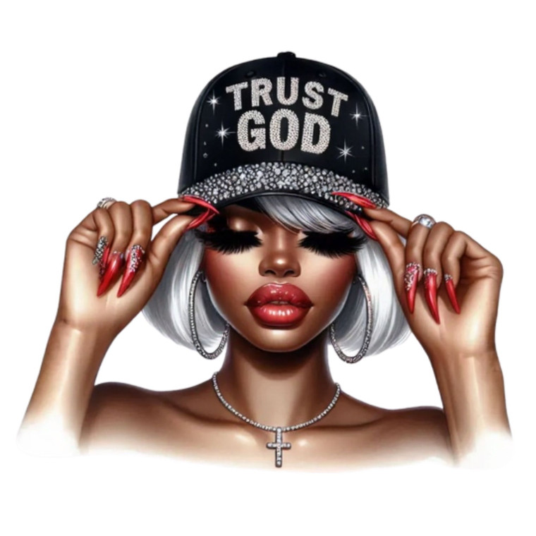 (2 Qty) Afro Black Cap Girl DTF transfer