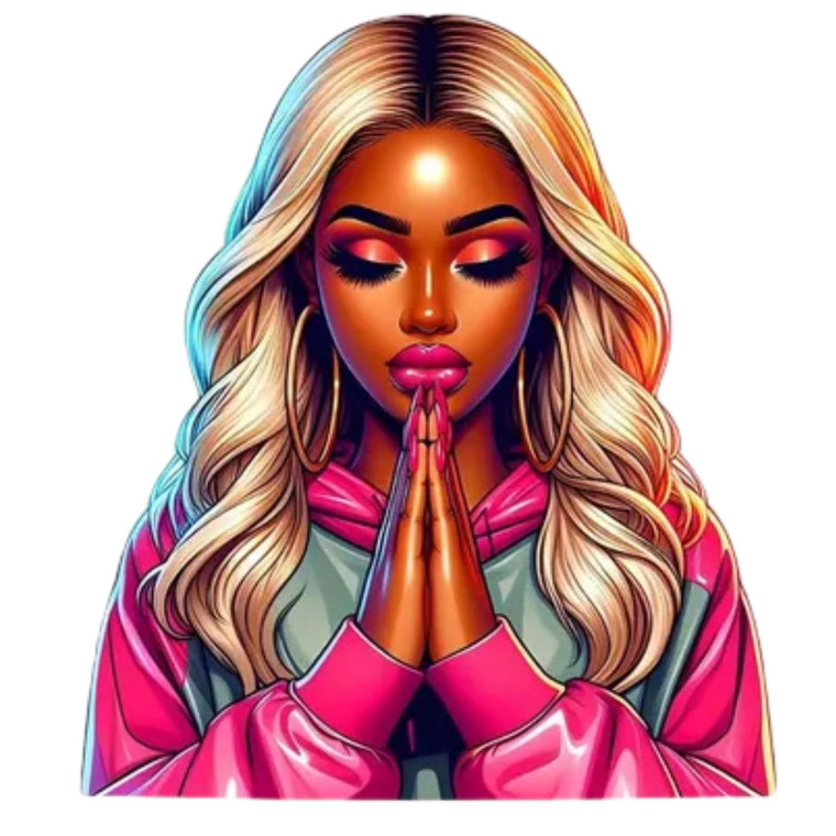 (2 Qty) Afro Blonde Hair Pink Sweater Girl DTF transfer