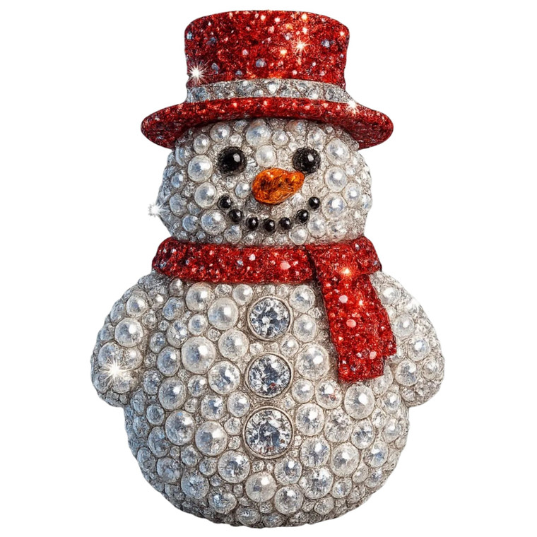 (2 Qty) Rhinestone Snowman Red Hat & Scarf DTF transfer
