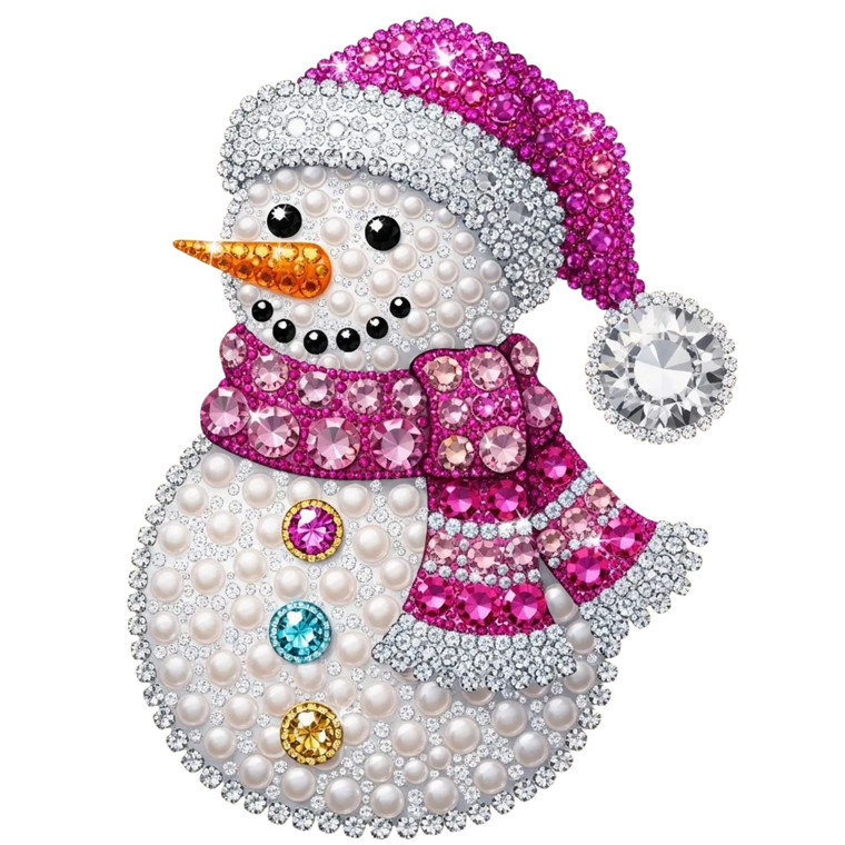 (2 Qty) Rhinestone & White Pearl Snowman DTF transfer