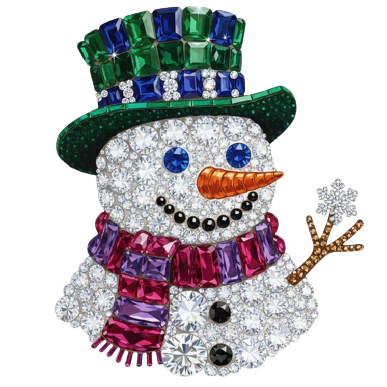 (2 Qty) Dark Green Jewels Snowman DTF transfer