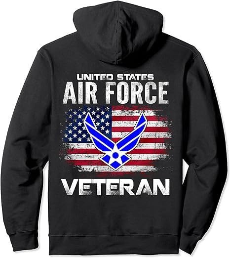 4th of July Pullover Hoodie – United States Air Force Veteran | Patriotic Independence Day | USA Flag Veteran Sweatshirt DTF