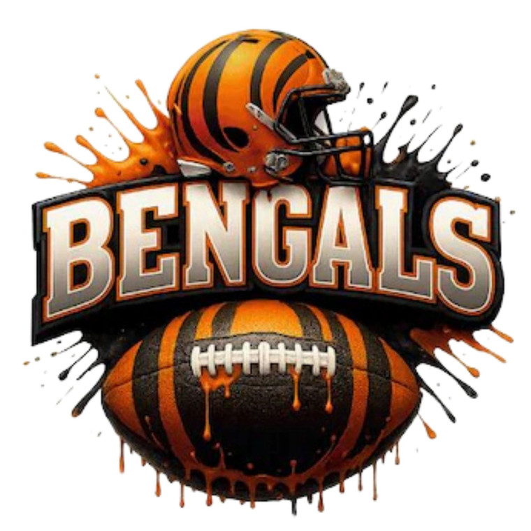 (2 Qty) Bengals Helmet Football Custom DTF transfer