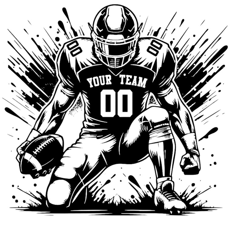 (2 Qty) Customize Text Player Playing Football DTF transfer