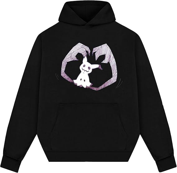 Mimikyu Ghost Type Black Cotton-Blend Pullover Hoodie DTF - Texas