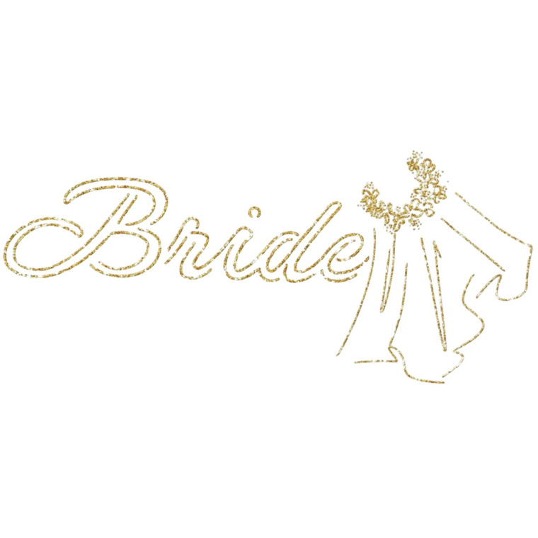 (2 Qty) Golden Glitter Bride Viel Custom DTF transfer