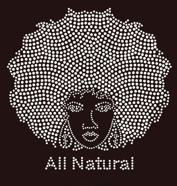 All Natural Afro Girl (Clear) Rhinestone Transfer - Texas Rhinestone