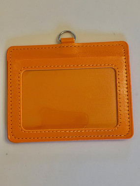 ID Card Name Tag Badge Holder PU leather (Vertical) (Orange) - Texas  Rhinestone