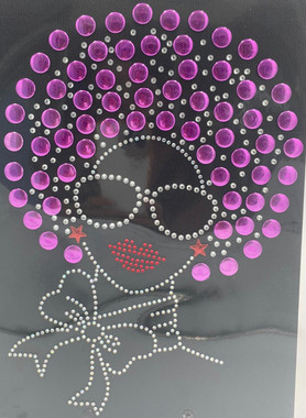 Afro Girl 13mm (Violet) Rhinestone Transfer - Texas Rhinestone