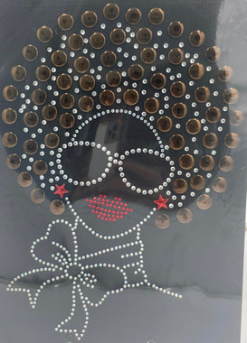 Afro Girl 13mm (Coffee) Rhinestone Transfer - Texas Rhinestone
