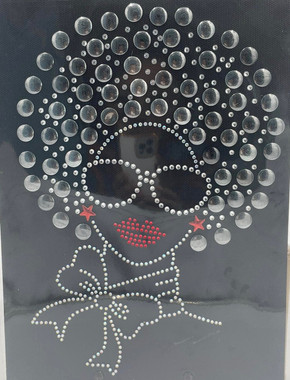 Afro Girl 13mm (Grey) Rhinestone Transfer - Texas Rhinestone