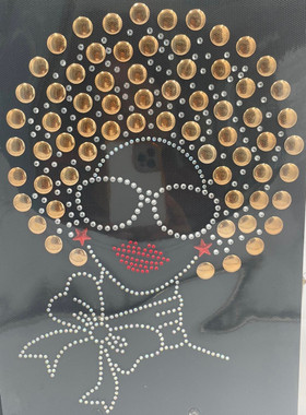 Afro Girl 13mm (Champagne) Rhinestone Transfer - Texas Rhinestone
