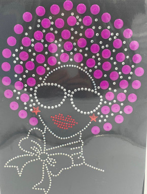 Afro Girl 13mm (Raspberry) Rhinestone Transfer - Texas Rhinestone