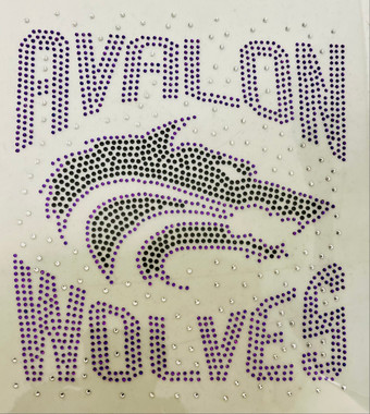 Wolves Rhinestone Letters AVALON Wolves custom Rhinestone Transfer - Texas Rhinestone