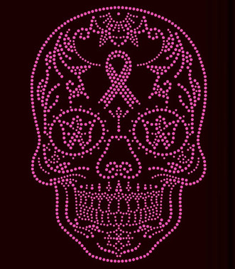 Sugar Skull Ribbon Cancer Awareness - custom rhinestone transfer ...