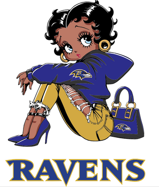 2 qty) RAVENS Betty Boop FOOTBALL SPORTS - custom DTF transfer
