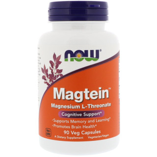 NOW FOODS Magtein, Magnesium L-Threonate, 90 Veg Capsules