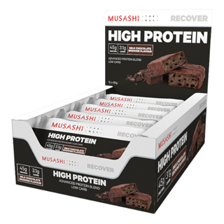 MUSASHI Low Carb High Protein Bars Box of 12 (90 grams)
