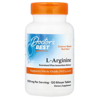 Doctor's Best, Sustained Plus Immediate Release L-Arginine, 500 mg, 120 Bilayer Tablets