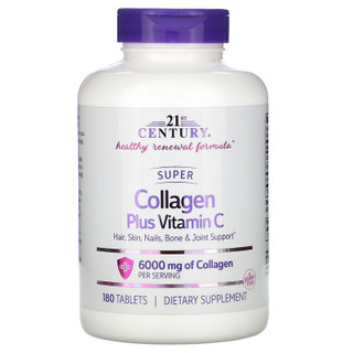 21st CENTURY Super Collagen plus Vitamin C, 6,000 mg, 180 Tablets
