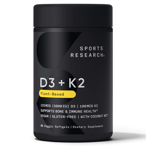 Sports Research Vitamin K2 + D3 60 Veggie Softgels