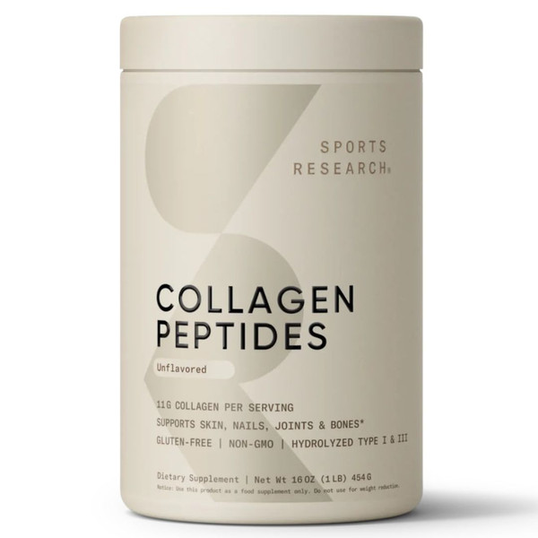 Sports Research, Collagen Peptides, Hydrolyzed Type I & III Collagen, Unflavored