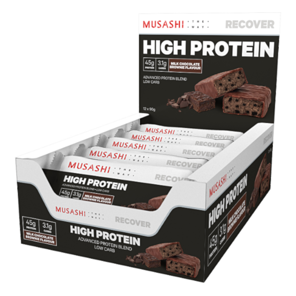 MUSASHI Low Carb High Protein Bars Box of 12 (90 grams)