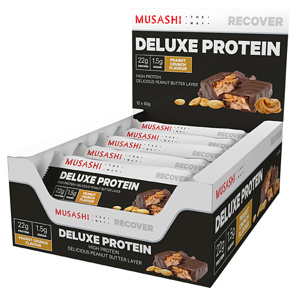 MUSASHI Deluxe Protein Bars Box of 12 (60 grams)