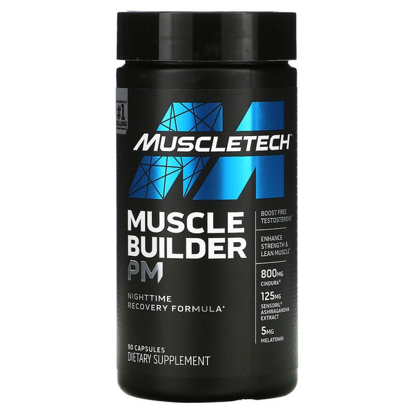 MUSCLETECH Muscle Builder PM, Nighttime Recovery Formula, 90 Capsules