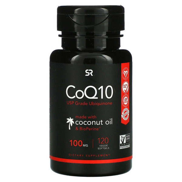 Sports Research, CoQ10 with Coconut Oil & BioPerine, 100 mg, 120 Softgels