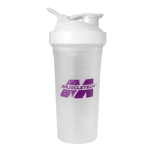 MuscleTech White Shaker Bottle 700ml Purple Print