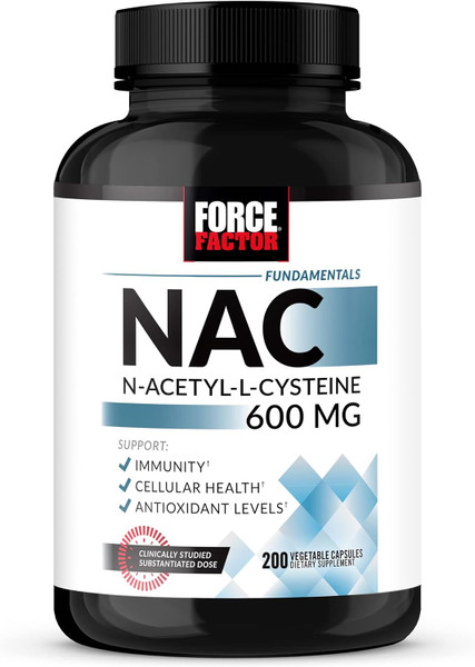 FORCE FACTOR Fundamentals, NAC, N-Acetyl-L-Cysteine, 600mg, 200 Capsules