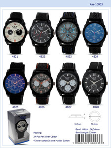 24 Piece Assorted Pre-Packed Men's Rubber Watches (10003)