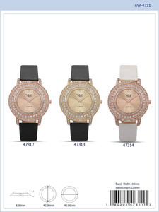 40MM Milano Expressions Vegan Leather Strap Watch with Stones - 4731