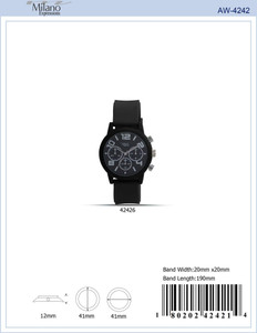 41MM M Milano Expressions Black Rubber Strap Watch with Black Case Black Dial - 42426 41MM M Milano Expressions Black Rubber Strap Watch with Black Case Black Dial - 42426
