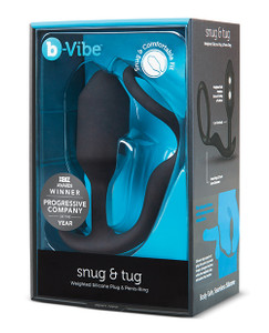 'b-vibe Snug & Tug Weighted Silicone & Penis Ring - 128 G Black