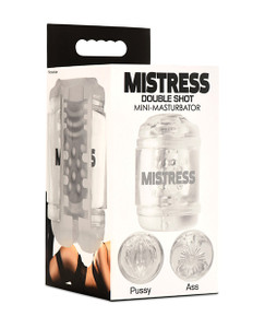 Curve Toys Mistress Double Shot Pussy & Ass Mini Masturbator - Clear Curve Toys Mistress Double Shot Pussy & Ass Mini Masturbator - Clear