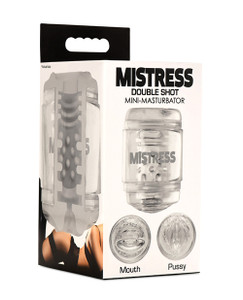 Curve Toys Mistress Double Shot Mini Masturbator Mouth & Pussy - Clear Curve Toys Mistress Double Shot Mini Masturbator Mouth & Pussy - Clear