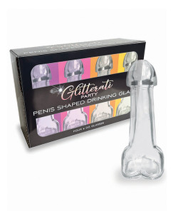 Glitterati Penis Shaped Drinking Glasses - Set Of 4 Glitterati Penis Shaped Drinking Glasses - Set Of 4