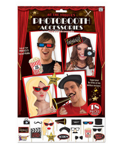 At The Movies Photo Booth Prop Kit - Set Of 18 Pc At The Movies Photo Booth Prop Kit - Set Of 18 Pc