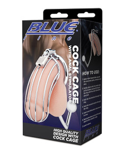 Blue Line Cock Cage W/anal Stimulator - Silver Blue Line Cock Cage W/anal Stimulator - Silver