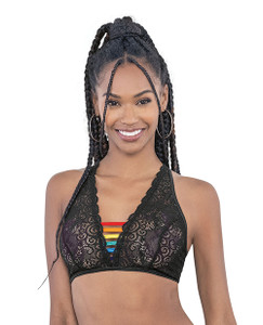 'pride Lace Rainbow Strappy Top Black O/s 'pride Lace Rainbow Strappy Top Black O/s
