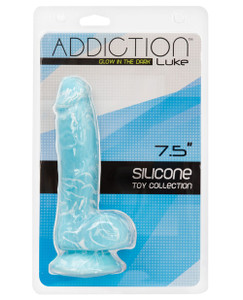 Addiction Luke Glow In The Dark 7.5" Dildo - Blue Addiction Luke Glow In The Dark 7.5" Dildo - Blue