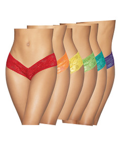 '6 Pc Low Rise Neon Pride Panty Pack Asst. Colors O/s