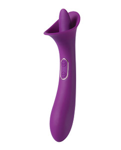 Adele Clit Licking Tongue Vibrator W/ G Spot Stimulator - Purple Adele Clit Licking Tongue Vibrator W/ G Spot Stimulator - Purple