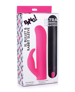 Bang! Xl Bullet & Rabbit Silicone Sleeve - Pink Bang! Xl Bullet & Rabbit Silicone Sleeve - Pink