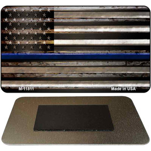 Police Thin Blue Line Corrugated Novelty Metal Magnet M-11811 3.5" x 2"Magnet(M)